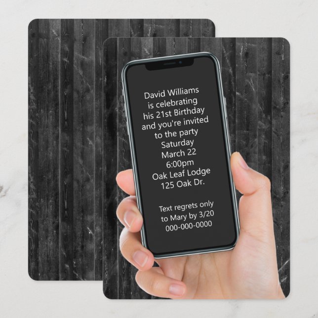 21st Birthday Party Text Message Invitation (Front/Back)