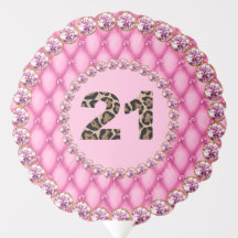 21st Birthday Party Tufted Pink Rhinestone Balloon