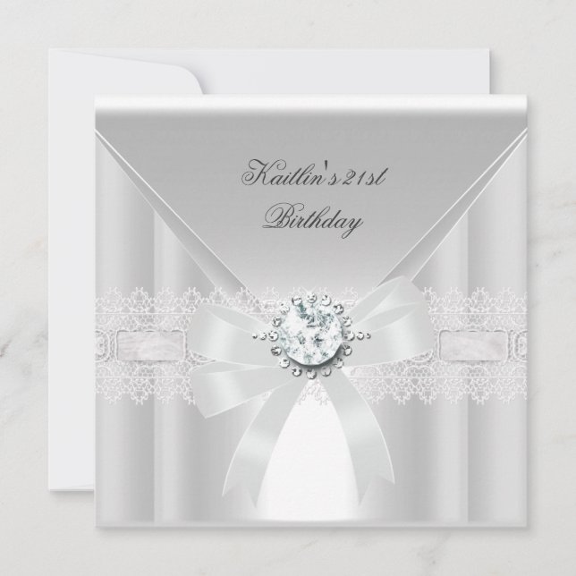 21st Birthday Party White Pearl Jewel Invitation (Front)
