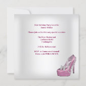 21st Birthday Party White Pink Martini Shoes Invitation (Back)