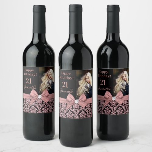 21st birthday party wine bottle label