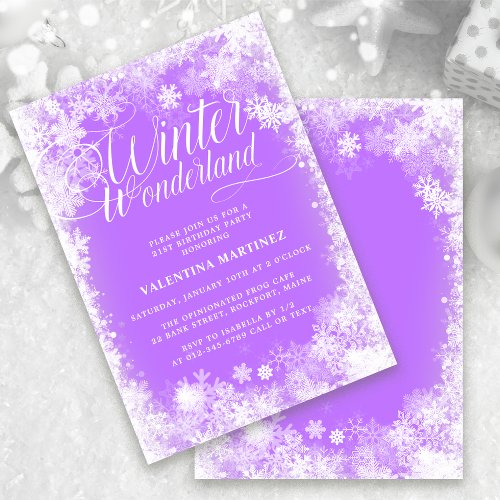 21ST Birthday Party Winter Wonderland Snowflake Invitation