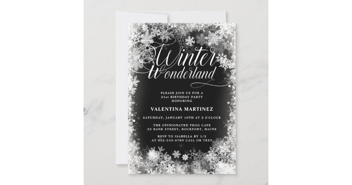 21st Birthday Party Winter Wonderland Snowflake Invitation | Zazzle