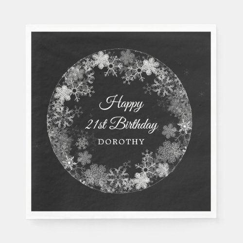 21st Birthday Party Winter Wonderland  Snowflake  Napkins