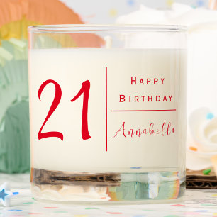 21st Birthday   Personalized Contemporary Red Scented Candle