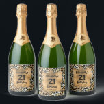 21st Birthday Personalized Leopard Sparkling Wine Label<br><div class="desc">Make your own personalized sparkling wine bottle labels for any age birthday or celebration featuring your text on a gold faux foil square over a stylish leopard print pattern. LOTS OF STYLES to choose from in our store.</div>