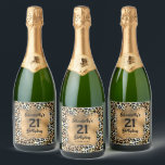 21st Birthday Personalized Leopard Sparkling Wine Label<br><div class="desc">Make your own personalized sparkling wine bottle labels for any age birthday or celebration featuring your text on a gold faux foil square over a stylish leopard print pattern. LOTS OF STYLES to choose from in our store.</div>