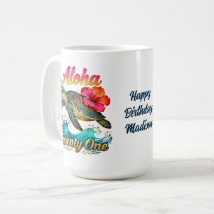 21st Birthday Personalized Tropical Sea Turtle Coffee Mug