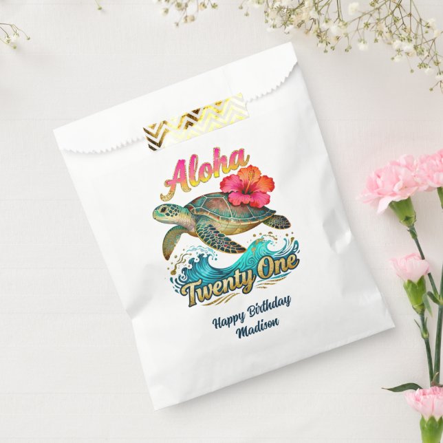  21st Birthday Personalized Tropical Sea Turtle  Favor Bag (Sealed)