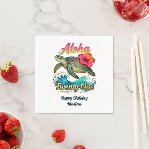  21st Birthday Personalized Tropical Sea Turtle  Napkins