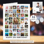 21st Birthday Photo Collage 45 Photos Custom Card<br><div class="desc">Celebrate a 21st birthday (or any birthday as the age is editable) with BIG memories on a BIG over-sized photo collage greeting card! Customize with your personal greeting and well wishes as all text is editable on the cover as well as inside and on the back. CHANGES: Change the text...</div>