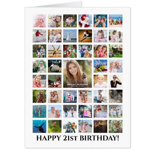 21st Birthday Photo Collage 45 Photos Custom Card