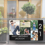 21st Birthday Photo Collage 5 Picture Black White Banner<br><div class="desc">Personalized banner celebrating a 21st Birthday - or customize for any other age! The photo template is set up for you to add 5 of your favorite photos which are displayed in a photo collage of horizontal landscape and vertical portrait formats. The wording simply reads "Happy Birthday [your name]" in...</div>