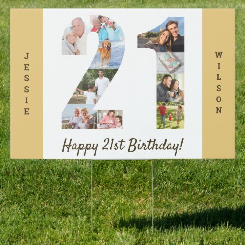 21st Birthday Photo Collage Custom Yard Sign