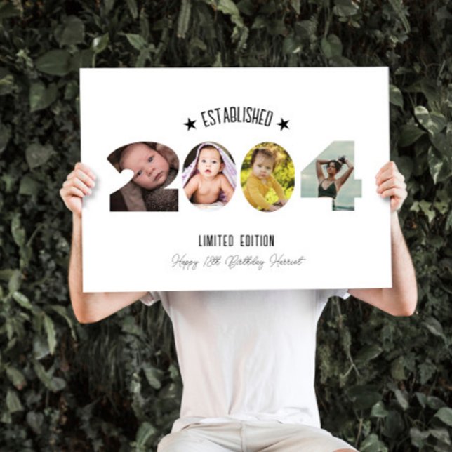 21st birthday Photo Collage established 2004 Card (Creator Uploaded)