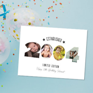 21st birthday Photo Collage established 2004 Letterpress Thank You Card