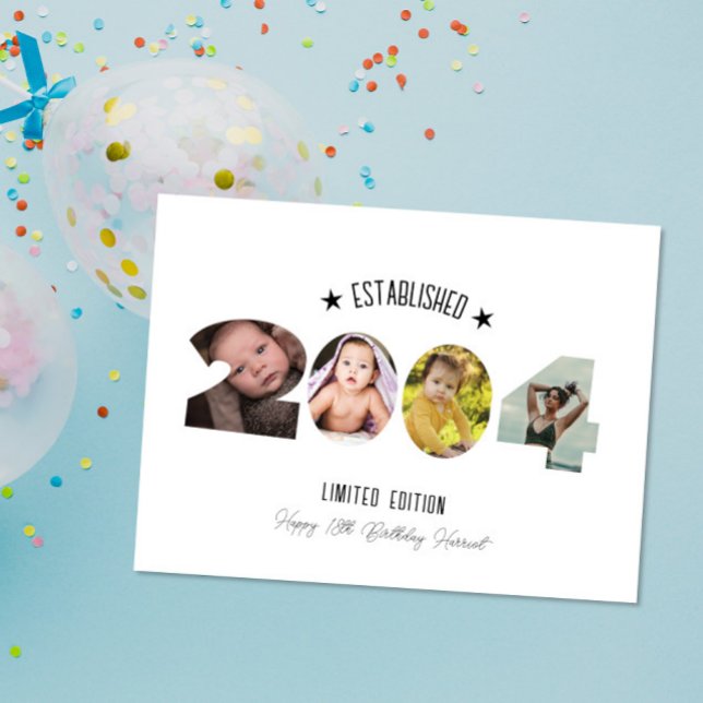 21st birthday Photo Collage established 2004 Thank You Card (Creator Uploaded)