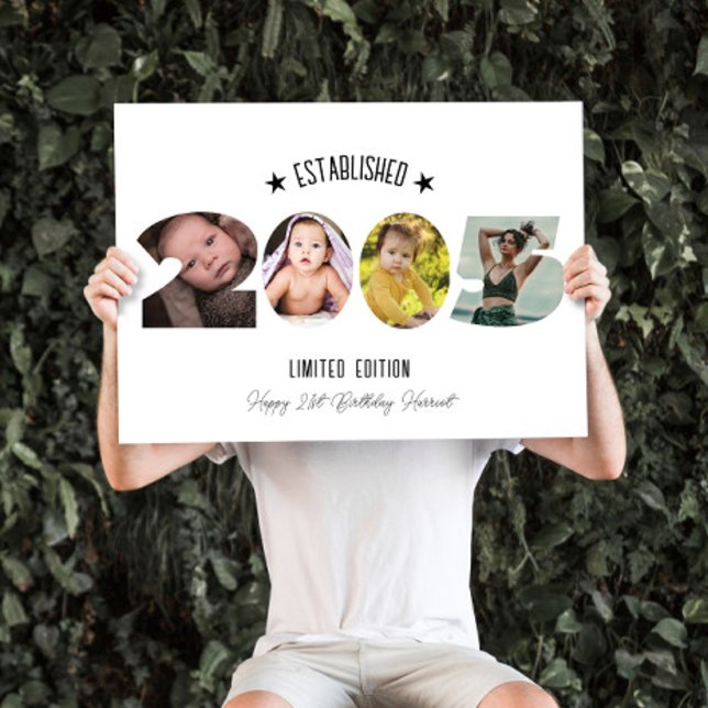 21st birthday Photo Collage established 2005 Card (Creator Uploaded)