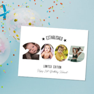 21st birthday Photo Collage established 2005 Letterpress Thank You Card