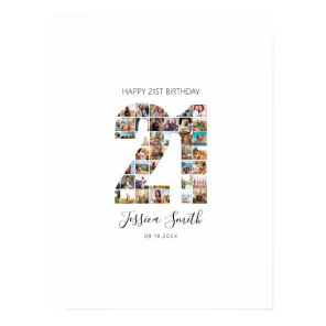 21st Birthday Photo Collage Guest Signing Board Poster