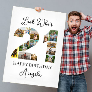 21st Birthday Photo Collage look who's 21 Card