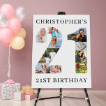 21st Birthday Photo Collage Number 21 Personalized Foam Board<br><div class="desc">21st Birthday Party easel sign - perfect to welcome guests, provide a photo prop and create a fun "do you remember when .. ?" talking point. The photo template is set up for you to upload your pictures to form the number 21. The template uses a mix of square, portrait...</div>