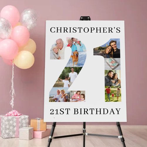 21st Birthday Photo Collage Number 21 Personalized Foam Board