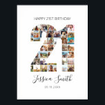 21st Birthday Photo Collage Poster<br><div class="desc">Create your own personalized birthday photo collage poster featuring your favorite pictures in the shape of the number 21.</div>