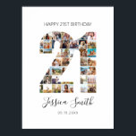 21st Birthday Photo Collage Poster<br><div class="desc">Create your own personalized birthday photo collage poster featuring your favorite pictures in the shape of the number 21.</div>
