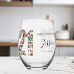 21st Birthday Photo Collage Stemless Wine Glass<br><div class="desc">Create your own personalized birthday photo collage wine glass featuring your favorite pictures in the shape of the number 21.</div>