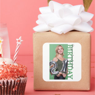 21st Birthday Photo college Party favor Square Sticker