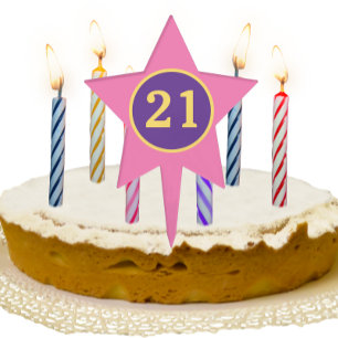21st Birthday Pink and Purple Star Cake Topper