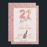 21st Birthday Pink Champange  Pink Glitter Invitation<br><div class="desc">21st birthday,  pink 21st birthday,  21st girl birthday,  21 st birthday invitations,  21 birthday invitations,  21 birthday champange,  pink glitter invitation,  21 birthday invite,  21st birthday invite, </div>