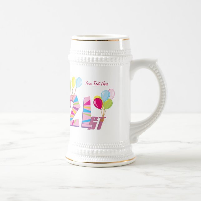21st Birthday (Pink) Customizable Beer Stein (Right)