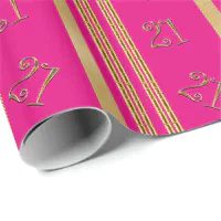 21st birthday pink gold pattern wrapping paper