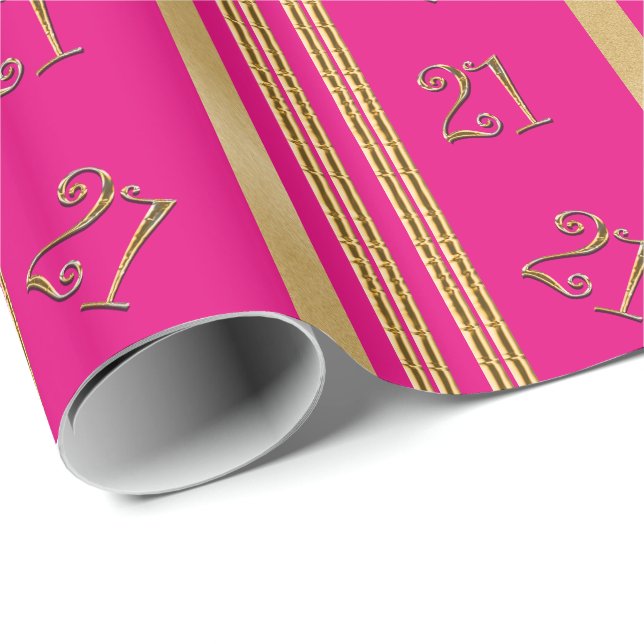 21st birthday pink gold pattern wrapping paper (Roll Corner)
