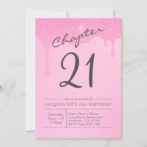 21st Birthday Pink Grey Invitation