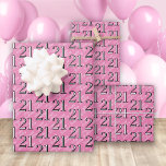 21st Birthday Pink Wrapping Paper Sheets<br><div class="desc">A simple pink background with a pattern of black and white typography. "Happy Birthday" accents the number 21 pattern for a 21st birthday wrapping paper.</div>