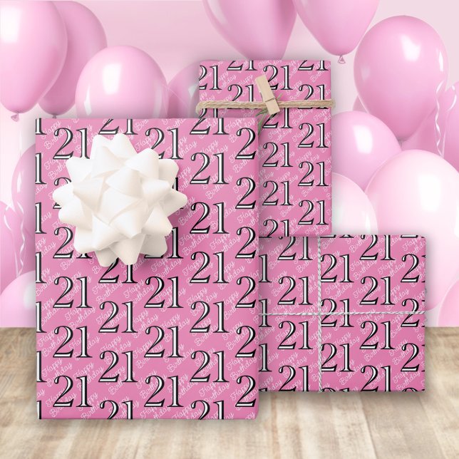21st Birthday Pink Wrapping Paper Sheets (Creator Uploaded)