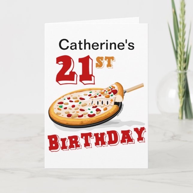21st Birthday Pizza Party Card (Front)