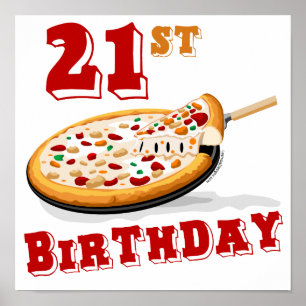 21st Birthday Pizza Party Poster