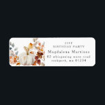 21st Birthday Pumpkin Fall Flower Return Address Label<br><div class="desc">Modern and elegant white pumpkin and fall flowers floral design. The soft watercolor palette is a sophisticated blend of soft pink and dark rich golden yellow and brown. The fall leaves surround the white pumpkin for a special autumn display. Perfect for your fall birthday party.</div>