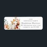 21st Birthday Pumpkin Fall Flower Return Address Label<br><div class="desc">Modern and elegant white pumpkin and fall flowers floral design. The soft watercolor palette is a sophisticated blend of soft pink and dark rich golden yellow and brown. The fall leaves surround the white pumpkin for a special autumn display. Perfect for your fall birthday party.</div>
