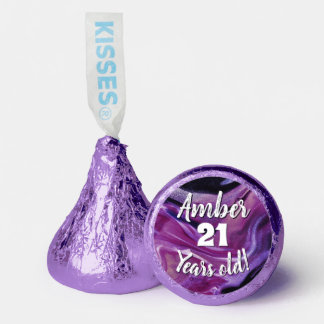 21st Birthday Purple Marble with Personalized Name Hershey®'s Kisses®