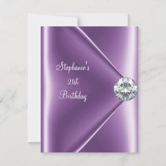 21st Birthday Purple Mauve Diamond Jewel 2 Invitation