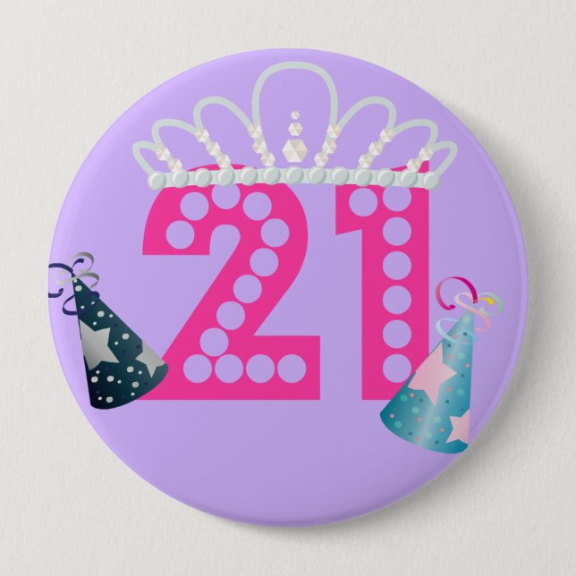 21st Birthday Purple Princess Buttons (Front)