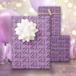 21st Birthday Purple Wrapping Paper Sheets