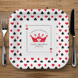 21st Birthday Queen of Hearts Casino Pattern Paper Plates<br><div class="desc">Cool queen of hearts playing card 21st birthday party paper plates for women with card suit pattern.  Personalize it with your age and event details.  Great for a poker or Las Vegas themed birthday celebration.</div>