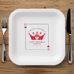 21st Birthday Queen of Hearts Casino Poker Card Paper Plates<br><div class="desc">Cool queen of hearts playing card 21st birthday party paper plates for women.  Personalize it with your age and event details.  Great for a poker or Las Vegas themed birthday celebration.</div>