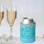 21st Birthday queen teal glitter name diamonds Can Cooler<br><div class="desc">An elegant and glamorous can cooler for a 21st birthday party for a girl. (or any age) A chic teal, green and light blue ombre faux glitter colored background. A teal colored circle frame with the text: Birthday Queen. Faux diamonds as decoration. Template for a name and age written with...</div>